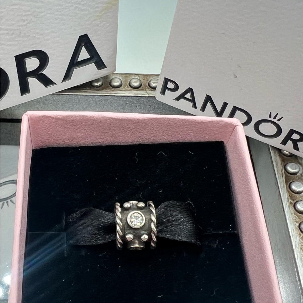 Pandora Authentic Sterling Silver Charm with Cubic Zirconia stones - Retired